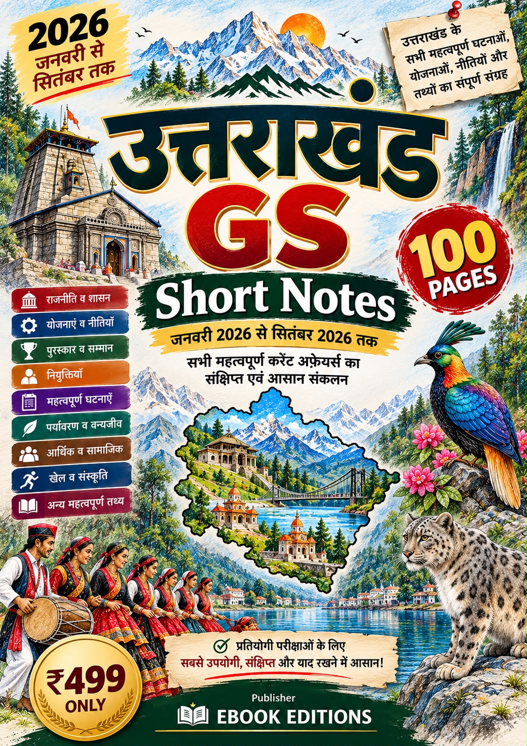 Uttarakhand Current Affairs 2026 (Jan–Sep) — GS Short Notes (Hindi)